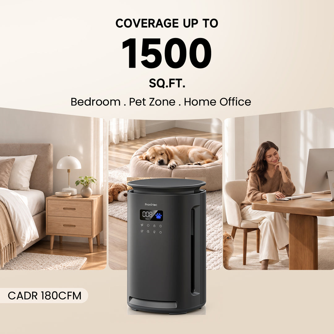 Provirtec Pet Air Purifier for Home with H13 HEPA Black