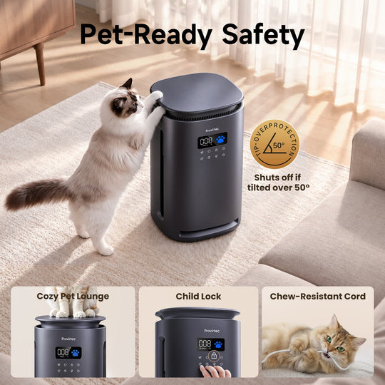 Provirtec Pet Air Purifier for Home with H13 HEPA Gray