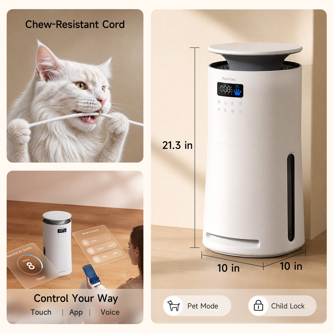 Provirtec Pawtent Ultra Pet Air Purifier, No Odors, No Allergens, 2-Year Filter Life